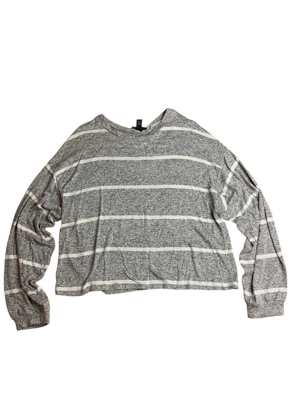 Streetwear Society Grey & White Striped Long Sleeve Top - XL